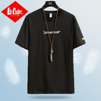 Lee Cooper 五分袖 男士T恤 1012黑色【純棉.】 