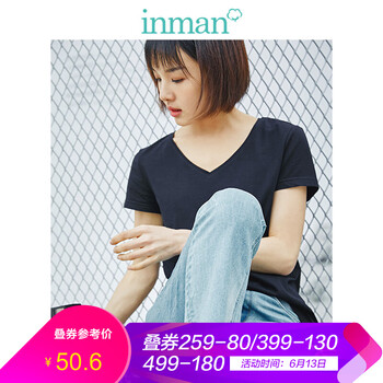 茵曼（INMAN） 不規(guī)則 短袖 T恤 女 圓領(lǐng)
