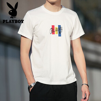 花花公子（PLAYBOY ESTABLISHED 1953） 短袖 男士T恤 1917白色T恤 