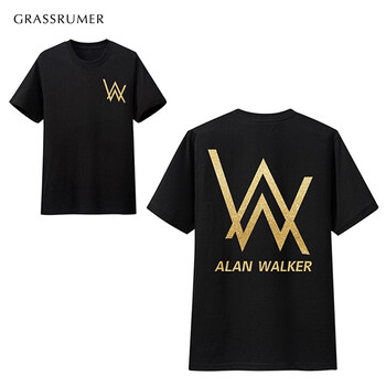 GRASSRUMER 短袖 男士T恤 艾倫沃克燙金B(yǎng)款 黑色 