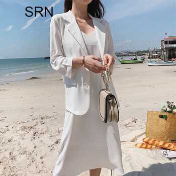 SRN 純色 口袋，深V款，背帶，紐扣，多口袋 連衣裙