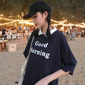 嬌詩茹（jiaoshiru） 印花 短袖 T恤 女 POLO領(lǐng)