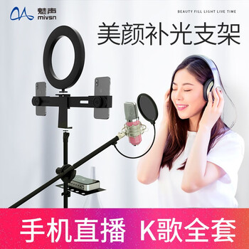 魅聲  懸掛式 麥克風 粉色（升級版帶補光燈落地支架）