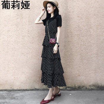 葡莉婭 圓點 拼接，蕾絲拼接，鏤空，立體裁剪，立體裝飾，蕾絲 連衣裙