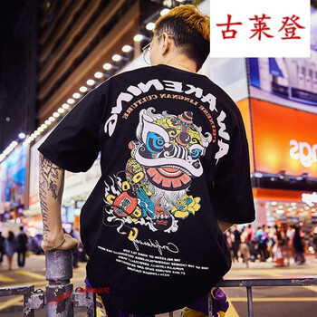 古萊登（GODLIKE） 短袖 男士T恤 舞獅子黑色優(yōu)質(zhì)版 