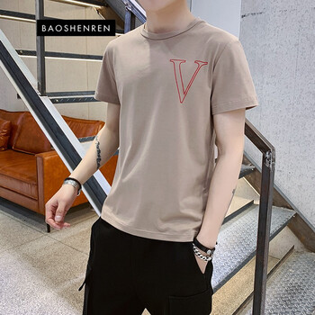 寶參人（Baoshenren） 五分袖 男士T恤 卡其1008 