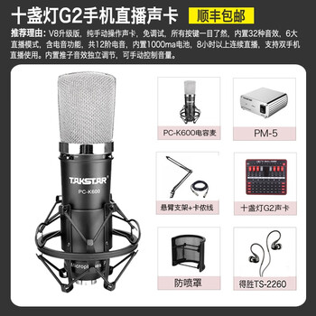 得勝（TAKSTAR）  懸掛式 麥克風(fēng) K600+十盞燈G2手機(jī)直播專用套裝