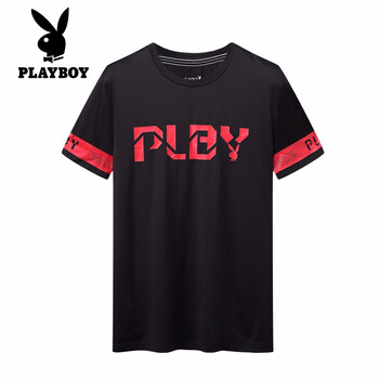 花花公子（PLAYBOY） 短袖 男士T恤 HM8301188黑色 