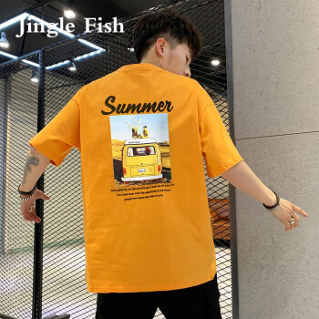 叮当小鱼（Jingle fish） 短袖 男士T恤 土黄色XQ1911066 