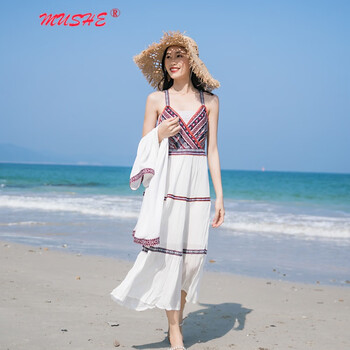 慕舍（mushe） 純色 露肩 連衣裙