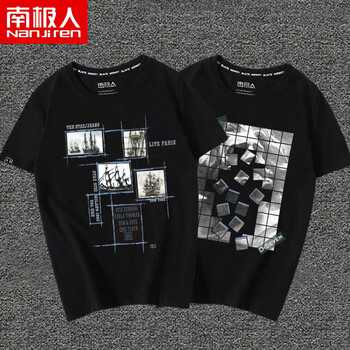 南極人（Nanjiren） 短袖 男士T恤 黑/帆船-黑/雕像 