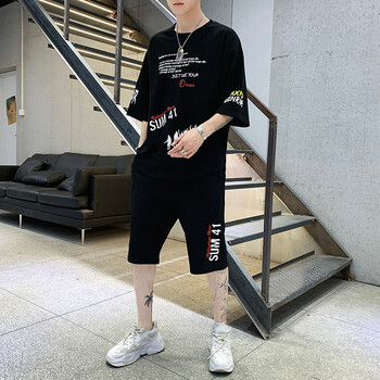 杰遜斯 五分袖 男士T恤 B212-黑色 