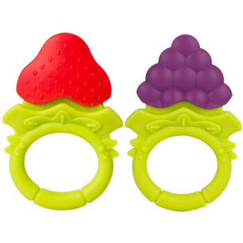 美国MDB牙胶 婴儿磨牙棒硅胶 宝宝咬咬胶 安抚牙胶 磨牙玩具 手环草莓+葡萄