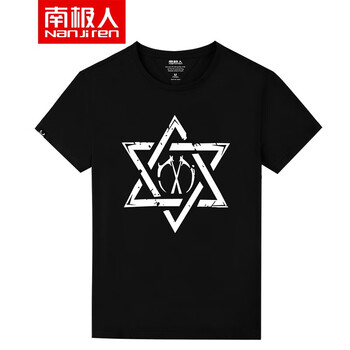 南極人（Nan Ji ren） 短袖 男士T恤 黑色/圓T-鐮刀星 
