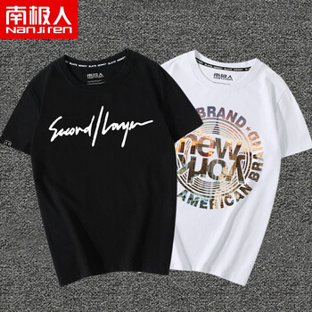 南極人（Nanjiren） 短袖 男士T恤 黑/字母簽名-白/時(shí)尚紐約 