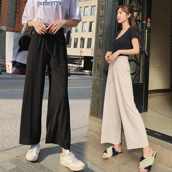 優(yōu)艷（YOUYAN） 高腰 闊腿褲 女 九分褲 休閑褲