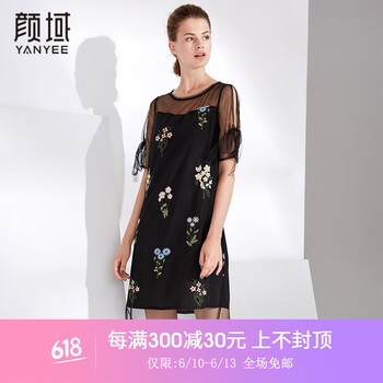 顏域（YANYEE） 創(chuàng)意趣味 印花，蕾絲 連衣裙