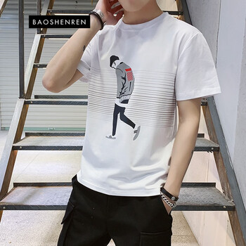 寶參人（Baoshenren） 五分袖 男士T恤 白色1015 