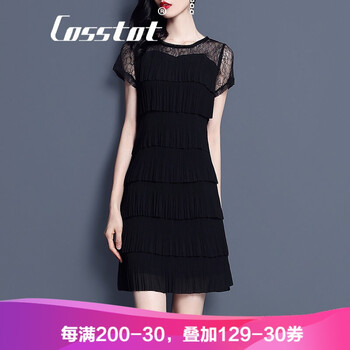 卡思彤（Cosstot） 純色 拼接，蕾絲 連衣裙