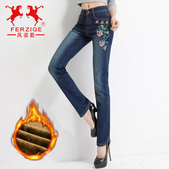 風(fēng)姿歌（FERZIGE） 高腰 直筒褲 女 長褲 牛仔褲