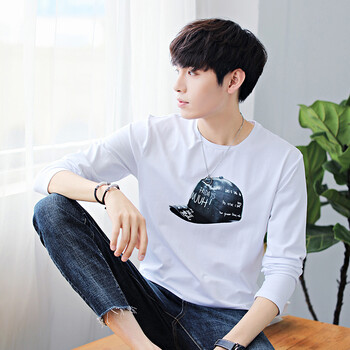 吉馬克（jimake） 長袖 男士T恤 白色 XL，L，XXL，XXXL，M