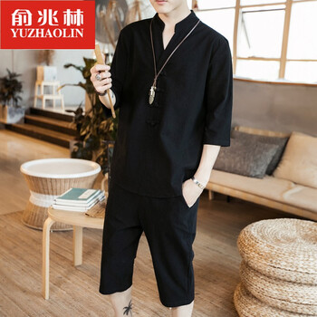 俞兆林 短袖 男士T恤 黑色A026-W07 