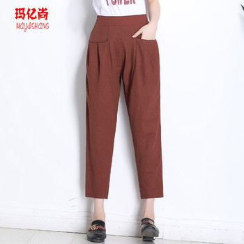 瑪億尚（MAYISHANG） 自然腰 哈倫褲 女 九分褲 休閑褲