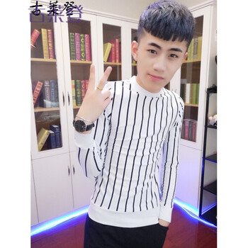 古萊登（GODLIKE） 長(cháng)袖 男士T恤 條紋白色 