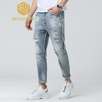 本維（BENNWIHR） 鉛筆褲/小腳褲 青春休閑 男士牛仔褲