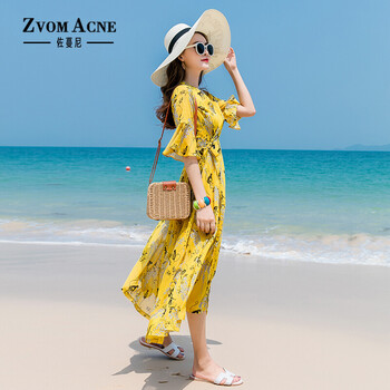 佐蔓尼（ZVOMACNE） 碎花 綁帶，印花，蝴蝶結(jié) 連衣裙