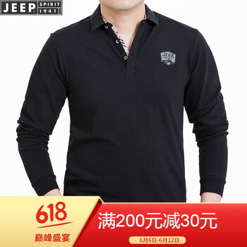 吉普（JEEP） 長袖 男士T恤 黑色11830709002 