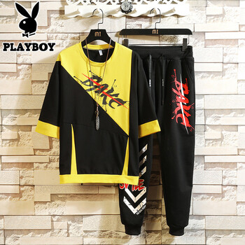 花花公子（PLAYBOY） 短袖 男士T恤 B205黑色 