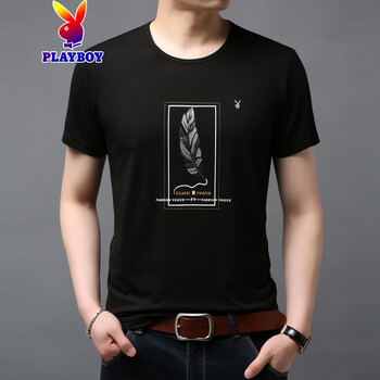 花花公子（PLAYBOY） 短袖 男士T恤 Y8808黑色 