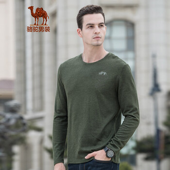 駱駝（CAMEL） 長(zhǎng)袖 男士T恤 墨綠 XL，L，M，XXXL，XXL