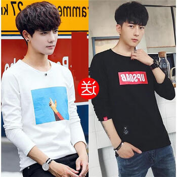 快樂嘉人 長袖 男士T恤 白色 UP黑+藍(lán)天白 160/84B，XL，L，XXL，M