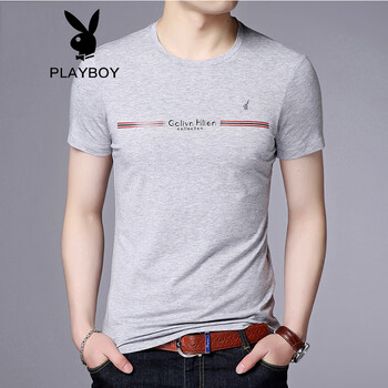 花花公子（PLAYBOY ESTABLISHED 1953） 短袖 男士T恤 灰色/7512 