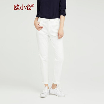 歐小倉 高腰 微喇褲 女 九分褲 牛仔褲