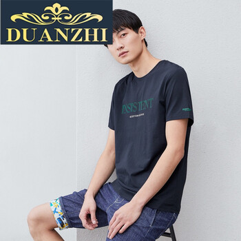 端致（DUANZHI） 長袖 男士T恤 藏青花紋U5 