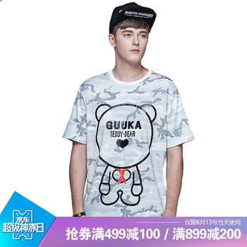 古由卡（GUUKA） 短袖 男士T恤 白色 S，XL，L，M，XXL