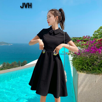 JVH 純色 刺繡 連衣裙
