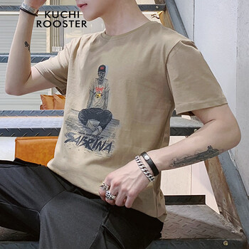 KUCHI ROOSTER 五分袖 男士T恤 T7897卡其 