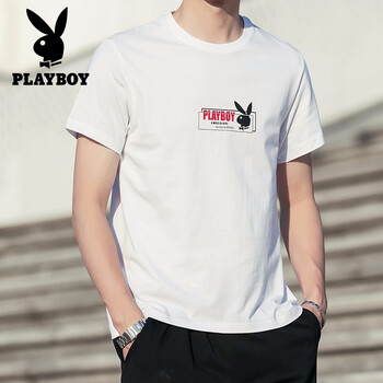 花花公子（PLAYBOY） 短袖 男士T恤 1919T白色 