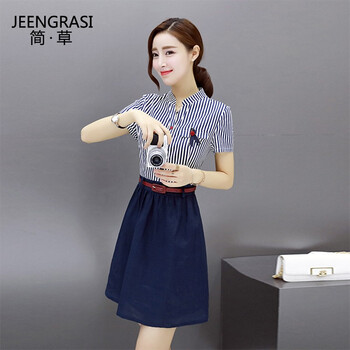簡(jiǎn)草（jeengrasi） 條紋 印花 連衣裙