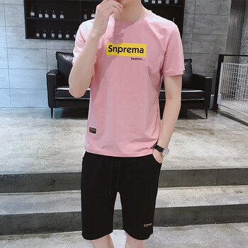 亞當彼得 短袖 男士T恤 F021套裝-粉紅色 