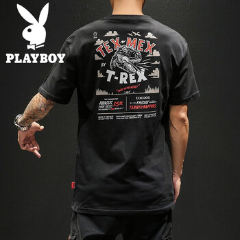 花花公子（PLAYBOY） 短袖 男士T恤 黑色T212 