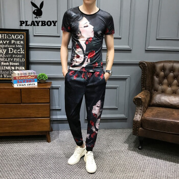 花花公子（PLAYBOY ESTABLISHED 1953） 短袖 男士T恤 CZ99藍色 