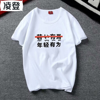 凌登（LingDeng） 短袖 男士T恤 短袖年輕有為白色 