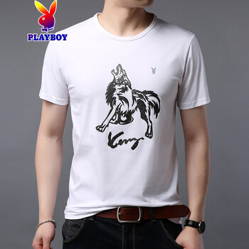 花花公子（PLAYBOY） 短袖 男士T恤 Y9575白色 