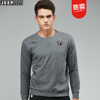 吉普（JEEP） 長袖 男士T恤 1001灰色 XL，L，M，XXL