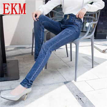 EKM 高腰  女 長(zhǎng)褲 牛仔褲